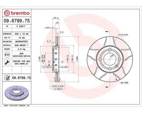 Bromsskiva BREMBO MAX LINE 09.6799.75, bild 4