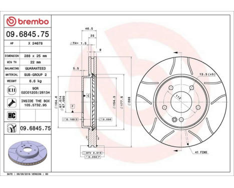 Bromsskiva BREMBO MAX LINE 09.6845.75, bild 4