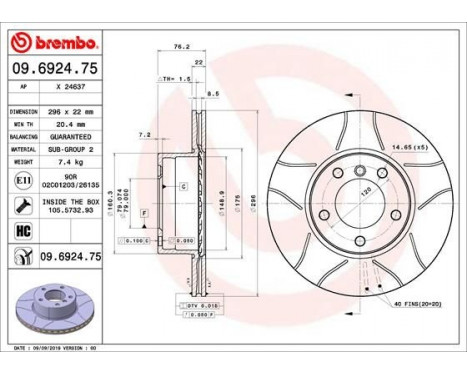 Bromsskiva BREMBO MAX LINE 09.6924.75, bild 3