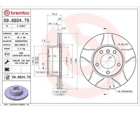 Bromsskiva BREMBO MAX LINE 09.6924.75, bild 4