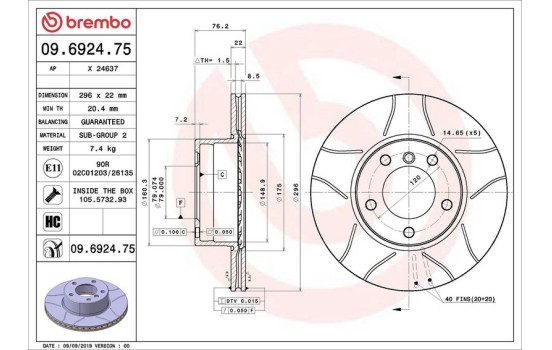 Bromsskiva BREMBO MAX LINE 09.6924.75, bild 4