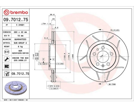 Bromsskiva BREMBO MAX LINE 09.7012.75, bild 5