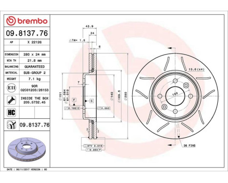 Bromsskiva BREMBO MAX LINE 09.8137.76, bild 3