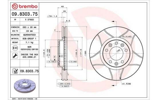 Bromsskiva BREMBO MAX LINE 09.8303.75, bild 3