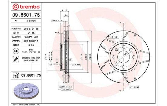 Bromsskiva BREMBO MAX LINE 09.8601.75, bild 4