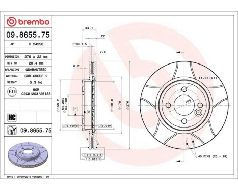 Bromsskiva BREMBO MAX LINE 09.8655.75, bild 3