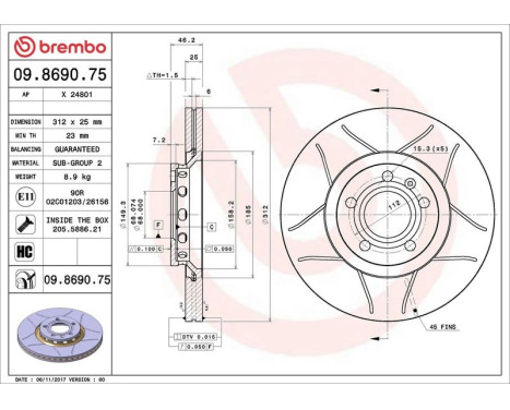 Bromsskiva BREMBO MAX LINE 09.8690.75, bild 3