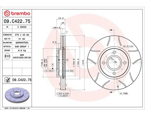 Bromsskiva BREMBO MAX LINE 09.C422.75, bild 2
