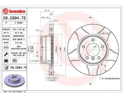 Bromsskiva BREMBO MAX LINE 09.C894.75, bild 2