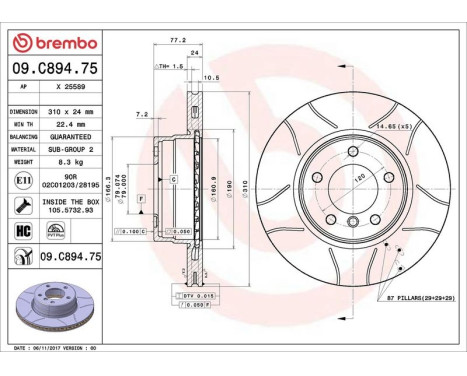 Bromsskiva BREMBO MAX LINE 09.C894.75, bild 3