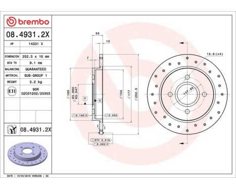 Bromsskiva BREMBO XTRA LINE 08.4931.2X, bild 3