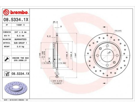 Bromsskiva BREMBO XTRA LINE 08.5334.1X, bild 2