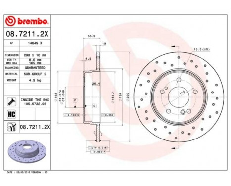 Bromsskiva BREMBO XTRA LINE 08.7211.2X, bild 2