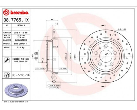 Bromsskiva BREMBO XTRA LINE 08.7765.1X, bild 2