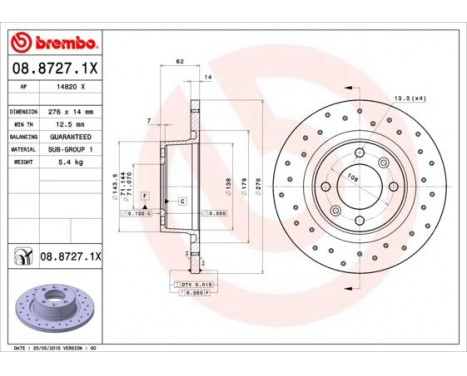 Bromsskiva BREMBO XTRA LINE 08.8727.1X, bild 2