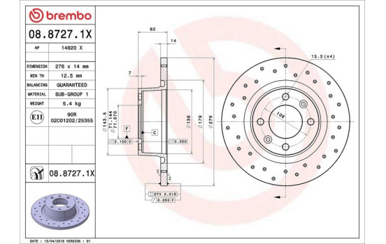 Bromsskiva BREMBO XTRA LINE 08.8727.1X, bild 3
