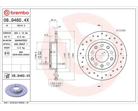 Bromsskiva BREMBO XTRA LINE 08.9460.4X, bild 3