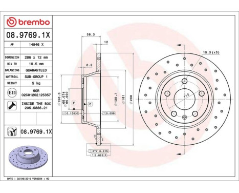Bromsskiva BREMBO XTRA LINE 08.9769.1X, bild 3