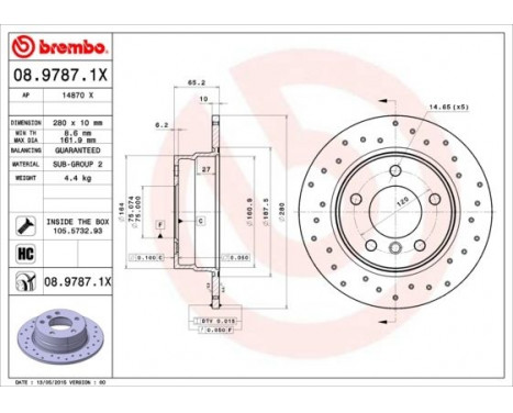 Bromsskiva BREMBO XTRA LINE 08.9787.1X, bild 2