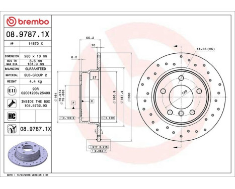 Bromsskiva BREMBO XTRA LINE 08.9787.1X, bild 3
