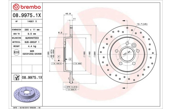 Bromsskiva BREMBO XTRA LINE 08.9975.1X, bild 3