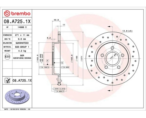 Bromsskiva BREMBO XTRA LINE 08.A725.1X, bild 3