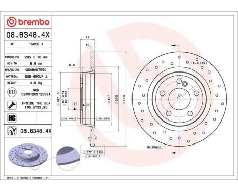 Bromsskiva BREMBO XTRA LINE 08.B348.4X, bild 3