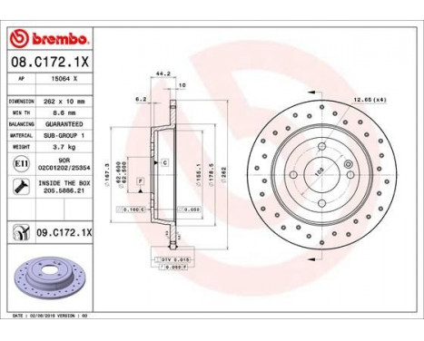 Bromsskiva BREMBO XTRA LINE 08.C172.1X, bild 2