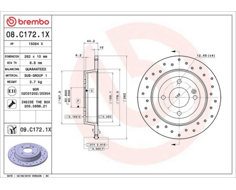 Bromsskiva BREMBO XTRA LINE 08.C172.1X, bild 3