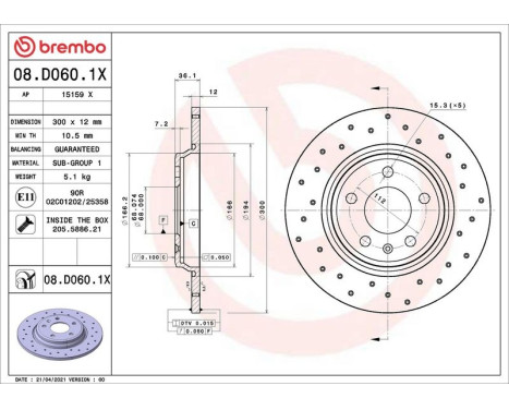 Bromsskiva BREMBO XTRA LINE 08.D060.1X, bild 2