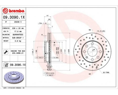 Bromsskiva BREMBO XTRA LINE 09.3090.1X, bild 2