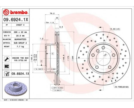 Bromsskiva BREMBO XTRA LINE 09.6924.1X, bild 2