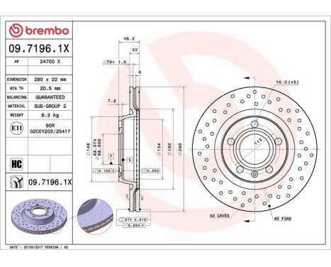 Bromsskiva BREMBO XTRA LINE 09.7196.1X, bild 3