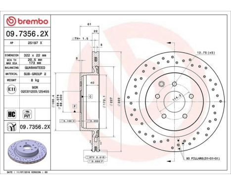 Bromsskiva BREMBO XTRA LINE 09.7356.2X, bild 3