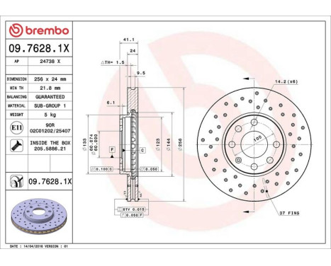 Bromsskiva BREMBO XTRA LINE 09.7628.1X, bild 3