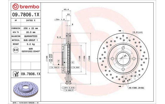 Bromsskiva BREMBO XTRA LINE 09.7806.1X, bild 3