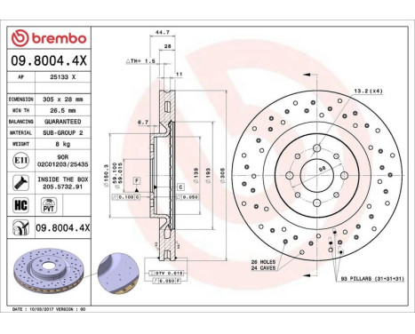 Bromsskiva BREMBO XTRA LINE 09.8004.4X, bild 2