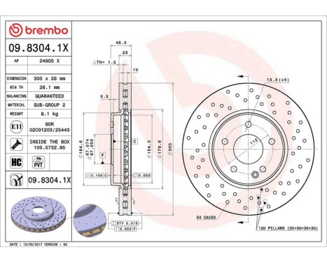 Bromsskiva BREMBO XTRA LINE 09.8304.1X, bild 3