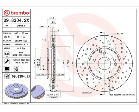 Bromsskiva BREMBO XTRA LINE 09.8304.2X, bild 3