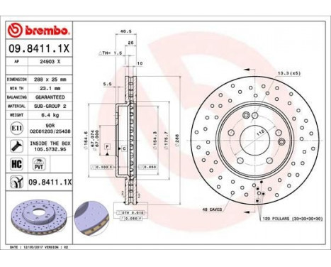 Bromsskiva BREMBO XTRA LINE 09.8411.1X, bild 2