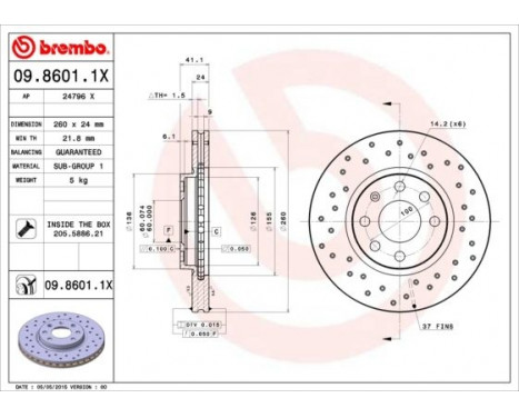 Bromsskiva BREMBO XTRA LINE 09.8601.1X, bild 2