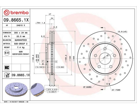 Bromsskiva BREMBO XTRA LINE 09.8665.1X, bild 3