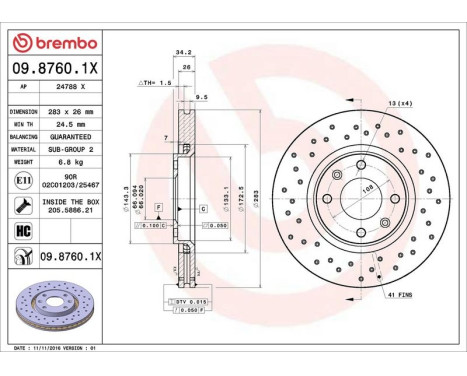 Bromsskiva BREMBO XTRA LINE 09.8760.1X, bild 3