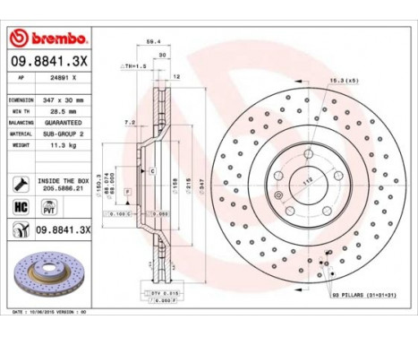 Bromsskiva BREMBO XTRA LINE 09.8841.3X