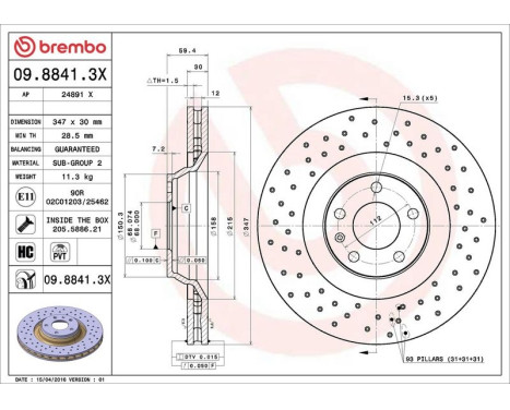 Bromsskiva BREMBO XTRA LINE 09.8841.3X, bild 2