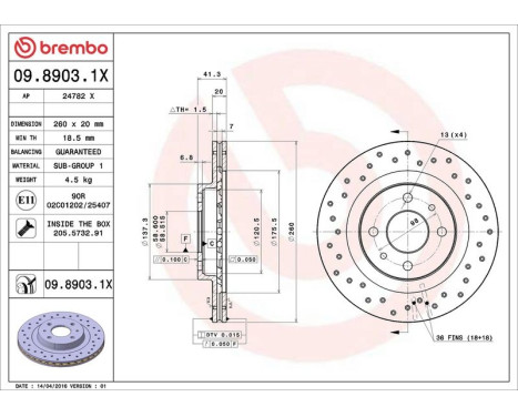 Bromsskiva BREMBO XTRA LINE 09.8903.1X, bild 3