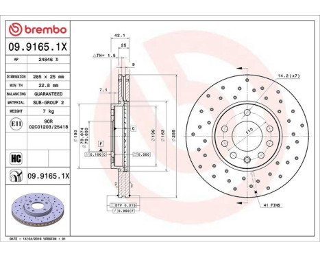 Bromsskiva BREMBO XTRA LINE 09.9165.1X, bild 3
