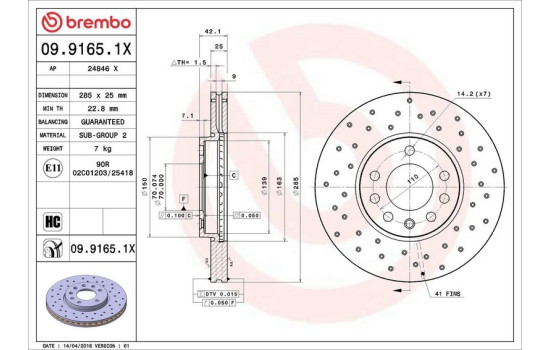 Bromsskiva BREMBO XTRA LINE 09.9165.1X, bild 3