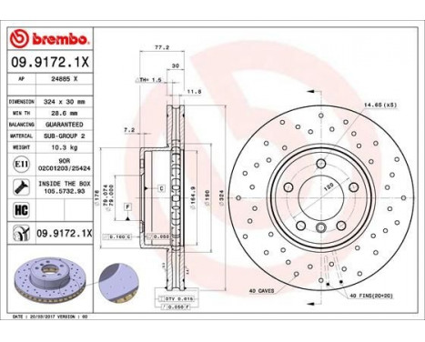 Bromsskiva BREMBO XTRA LINE 09.9172.1X, bild 2