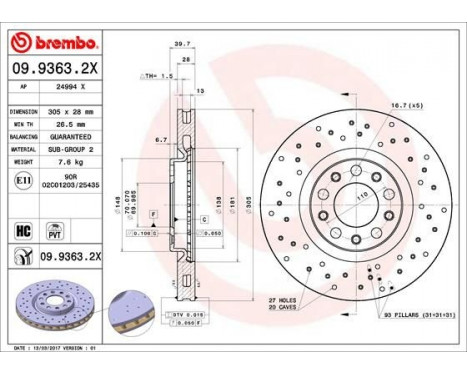 Bromsskiva BREMBO XTRA LINE 09.9363.2X, bild 2